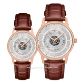 CHRIST VERRA CLASSIC MEMOIR CV 12452G-25 SLV & CV 12452L-25 SLV Couple Brown Rosegold Leather Strap